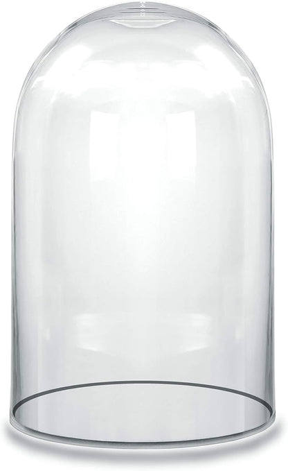 CYS EXCEL Dome Glass Cloche (H:10.5" D:6") | Multiple Size Choices Decorative Showcase Display For Antique Collectibles | Bell Jar Terrarium & Dessert Cover