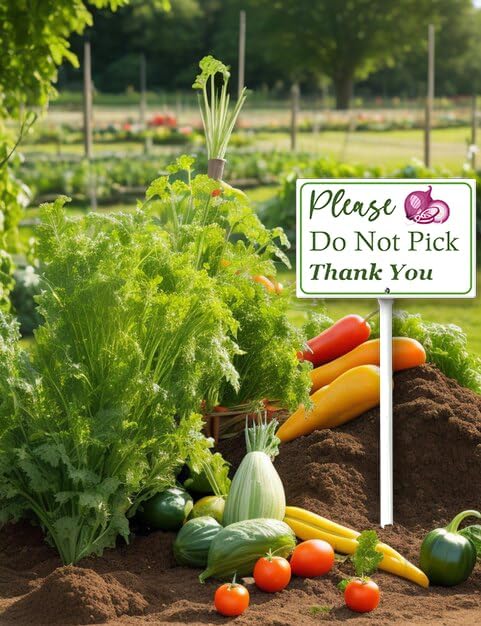 Boylee (8X12) IN Please Do Not Pick Onion Thank You Yard Sign With Stake Rustproof Aluminum Fruit Vegetable Signs Stand for Home Orchard Garden Outdoor Decoration