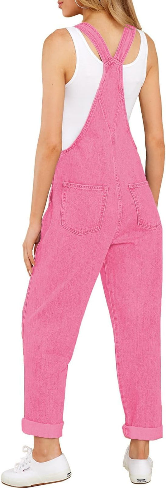 Vetinee Womens Classic Adjustable Straps Pockets Denim Bib Overalls Jeans Pants