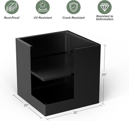 Metal Large Planter Box 20" L x 20" W x 20" H, Heavy Duty Tall Rectangle Outdoor Planter Box with Removable Insert Shelves for Porch, Garden, Patio, Yard (Black)