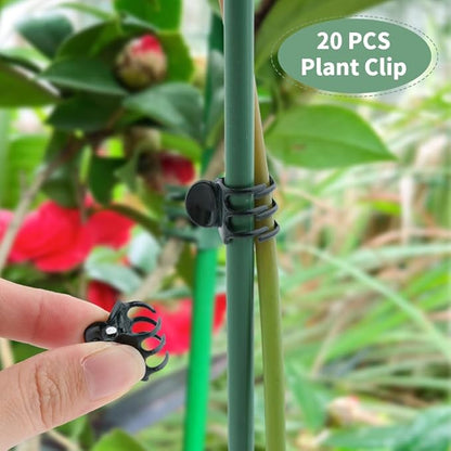 12 Pack Plant Support Stake,Half Round Plant Support Ring with 20 Pcs Clips,Plastic Plant Cage Plant Cage Holder for Small Plant Flower Vegetable,Indoor Leafy Plants(green,Size:9.45 x 5.51inch)