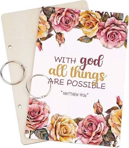 SUPERDANT With God All Things Are Possible Greeting Card Holder Organizer Wooden Card Keeper Binder Planning Book Birthday Cards Keeper Photo Album Graduation Wedding Planner Journal Keepsake Gift