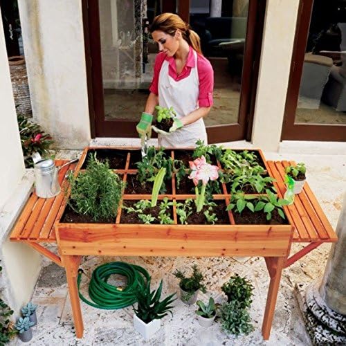 Master Gardner Elevated Garden Bed - Heavy-Duty 48" x 36" Raised Planter Box with Storage Shelf & Durable Wood Frame for Outdoor Gardening, Vegetables, Flowers & Herbs