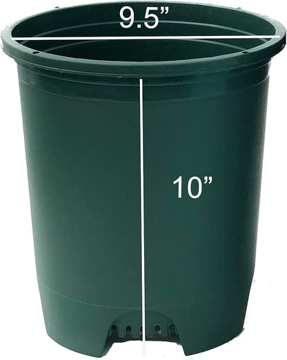3 Gallon 10-Pack Nursery Pot Green Plastic Planters for Outdoor Indoor Plants Gardening Flower Pots Plant Pots with Drainage Holes