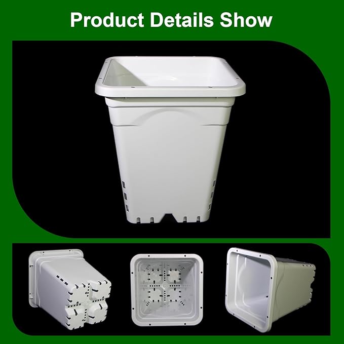 HG7X7SW 7"x7" Square White Pot, 9" Tall, Pack of 12 (12)