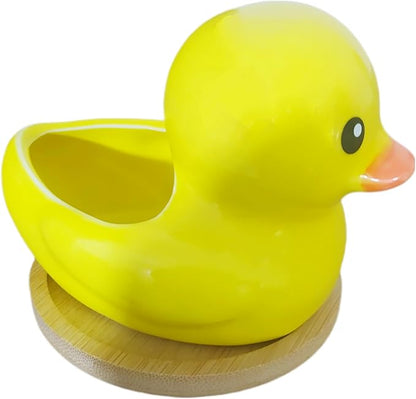 Cute Indoor Cartoon Animal Duck Shaped Ceramic Succulent Cactus Flower Plant Pots Planter with Drainage Hole - Plant Not Included (Small)