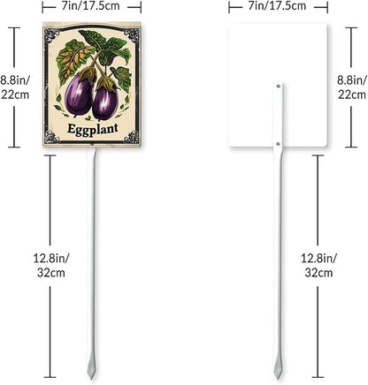Uptell Vegetable Garden Egglant Yard Sign Label With Stake Plant Markers For Outdoor Plants Waterproof 7x8.8inch Nursery Garden Outdoor Sign