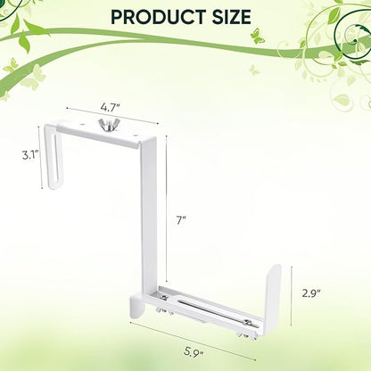 Adjustable Planter Box Bracket, Flower Box Holder Brackets for Deck Railing, Window Box Hanging Brackets for Patio Garden Fence Pergola Balcony Supporting Heavy Planters-4 Pack