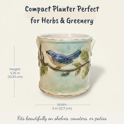 Blue Sky Ceramic Woodcut Farmhouse Planter 5''