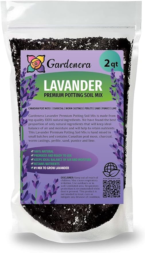 GARDENERA Lavender Planting Medium - Create a Serene and Fragrant Garden Oasis - 2 QUARTS