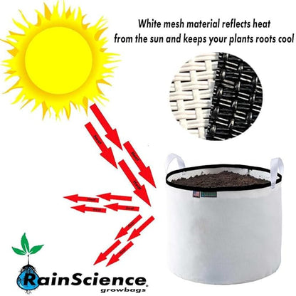 Commercial Grow Bag Pack of 10, Air Pruning Mesh Fabric Plant Containers (1 Gallon, White)
