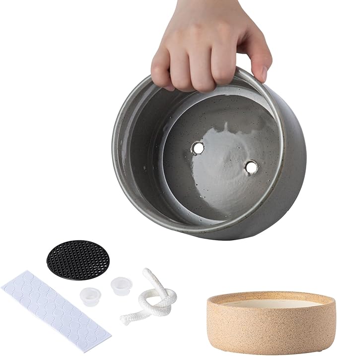 Self Watering Plant Pot: 6 Inch Ceramic Planter with Drainage Hole & Water Storage Plus - Flower Pot for Indoor & Outdoor Plants (Dark Grey, Small)