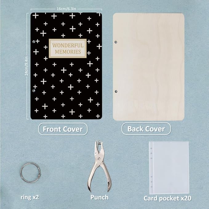 SUPERDANT Wonderful Memories Greeting Card Organizer Gift Card Holder Cards Keeper Storage Keepsake Book Binder Wedding Birthday Post Cards Photo Album Holder with Punch and 20pcs Inner Pockets