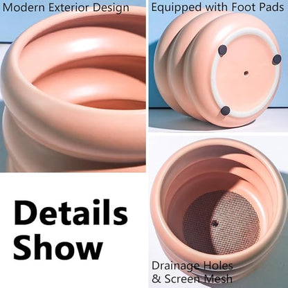 4.7 Inch Modern Plant Pot Pink Ceramic Glaze Succulent Planters for Indoor Unique Pots, Planter with Drainage Holes Small Bubble Porcelain for Herb Snake Plants