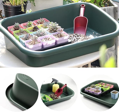 Garden Tidy Tray, Multifunctional One Piece Potting Tray for Seeding, Mixing, Growing and Storage, Succulent and Cactus Soil Potting Mix 23"x16.4"x4.3" (Black)