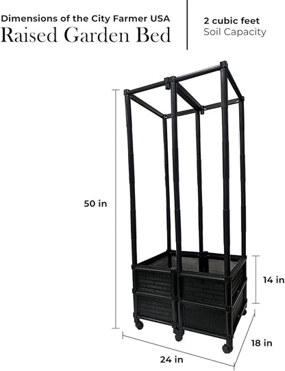 Climbing Vegetable & Tomato Planter with Wheels & 14" Depth Planter Box - Non-Toxic Sun Protected Material | 24" L X 18" W X 50" H | Vegetable & Herb Backyard Patio