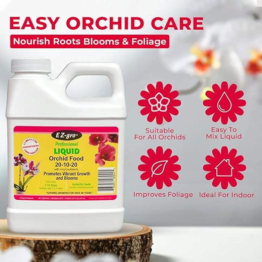 EZ-gro Orchid Fertilizer 20-10-20 - Liquid Plant Food | Plant Fertilizer for Indoor Plants, Bloom Booster Liquid Plant Fertilizers for Indoor Orchids, Nutrients for Healthy Flowers & Potted Houseplant