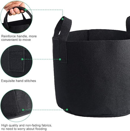 Black Felt Plants Growing Bag, Plant Grow Bags Garden Bag to Grow Vegetables, Vegetable Potato Planter Containers Flower Aeration Planting Pot Container for Planting Potatoes (7 Gallon (30 x 35cm))