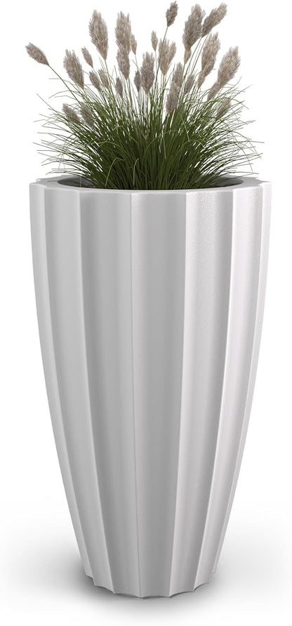 Mayne Inc. Sedona 28in Tall Planter - White - 16in Dia x 28in H - with 6.6 Gallon Built-in Water Reservoir (2832-W)