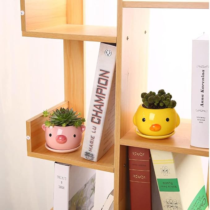 Gaolinci Cute Animal Shaped Ceramic Succulent Cactus Flower Pots with Tray (Plant Not Included) (Small, Duck)