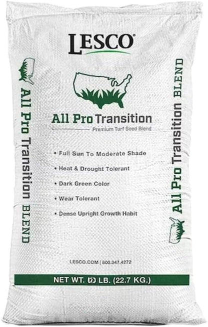 Lesco All-Pro Transition Tall Fescue Grass Seed Blend (50 lbs) – Drought-Tolerant, Heat & Shade Resistant, Insect-Resistant Lawn Seed for Durable Turf - **Non-Returnable**