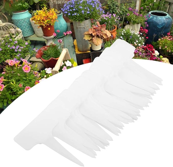 Plastic Plant Tags 50 PCS PVC T-Type Tag Markers Nursery Garden Pot Markers Tree Stake Tags Labels Gardening Tool Kit 610cm(White)