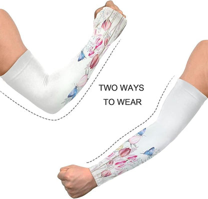 Wamika Gardening Sleeves Spring Globe Daisy Flowers Farm Sun Protective Arm Sleeves with Tumb Hole