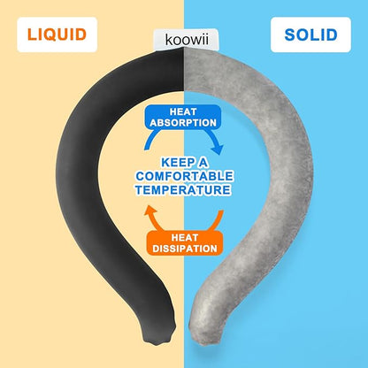2-Pack Reusable Neck Cooling Tubes with Insulated Bag – Fast Freeze Ice Neck Wraps for Hot Weather, Sports & Outdoor Use, Eco-Friendly Ice Ring for Instant Cooling Relief Size M (Black, Set of 2)