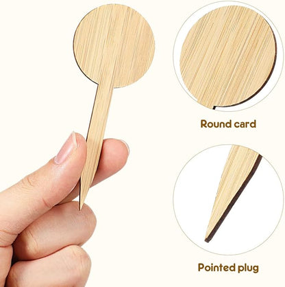 Tofficu 20Pcs Bamboo Plant Labels - Garden Labels for Outdoor Garden Waterproof - Plant Name Tags - Plant Identification Stakes for Succulents Nursery Indoors Greenhouse