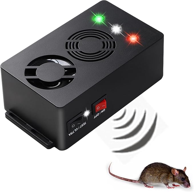 Ultrasonic Rodent Repellent Battery Operated Mouse Repellent for Car Engines Pest Repeller Rat Mice Deterrent with Strobe Lights Under Hood Animal Repeller 1Pack