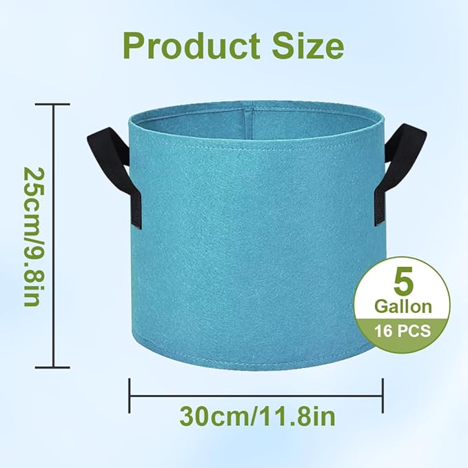 5 Gallon Grow Bags 16 Pack Multicolor Fabric Plant Pots with Handles Nonwoven Potato Grow Bags Plant Growing Containers Bag for Garden Fruit Vegetable Flower(Orange+Blue+Yellow+Green)