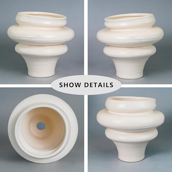 Ceramic Bonsai Planters 11 Inch - Pots for Plants Indoor Outdoor, Plant Pot with Drainage Hole, Decorative Flower Pot for Home Garden Patio Office, Gift for Men Women, White