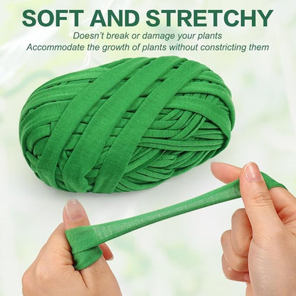 2 Pack Garden Twine, 196 Feet Stretchy Tomato Twine String, Green Cloth Plant Ties for Climbing Plants, Tomatoes, Fruit Trees, Gardeners (98 Feet/Roll)