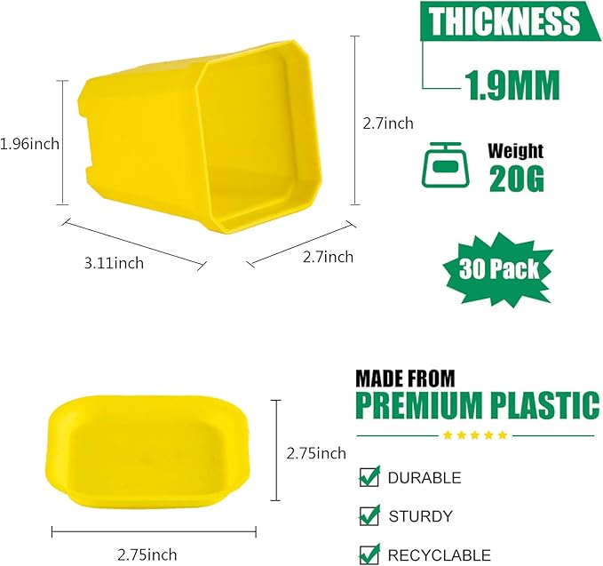 foxany 3" Plants Nursery Pot, 30 Pcs Thick Plastic Square Yellow Planting Pots, Plant Seedling Pots, Seed Starting Pots with Saucers - Yellow