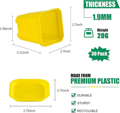foxany 3" Plants Nursery Pot, 30 Pcs Thick Plastic Square Yellow Planting Pots, Plant Seedling Pots, Seed Starting Pots with Saucers - Yellow