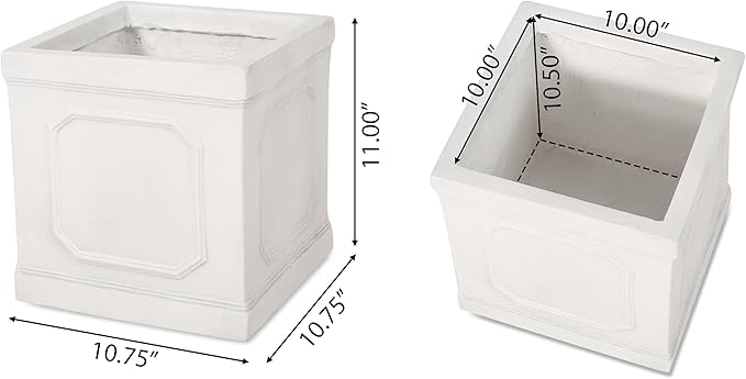 Burgos Outdoor Small Planter - Cast Stone - Antique White