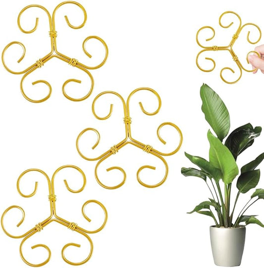 Plant Stem Support Set, 2025 New Reusable Plastic Climbing Plant Support Plant Trellis 3/6 Pcs, Upgrade Climbing Houseplant Support Stakes for Indoor Plants Stem Holder (3, Round Goldern)