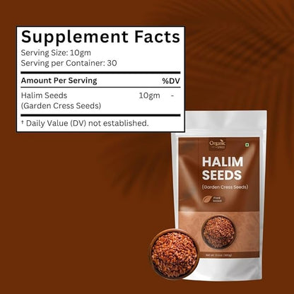 Organic Spree Halim Seeds 300gm (10.6oz) | Garden Cress Seeds | Lepidium Sativum | Pure and Natural