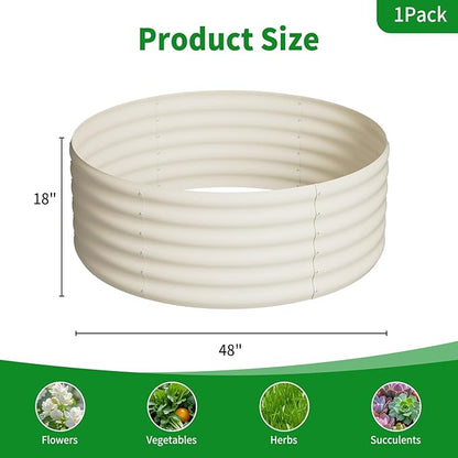 DDK Galvanized Raised Garden Bed, Round Outdoor Planter Bed, 4x4x1.5ft Metal Planter Box for Gardening and Planting,MW