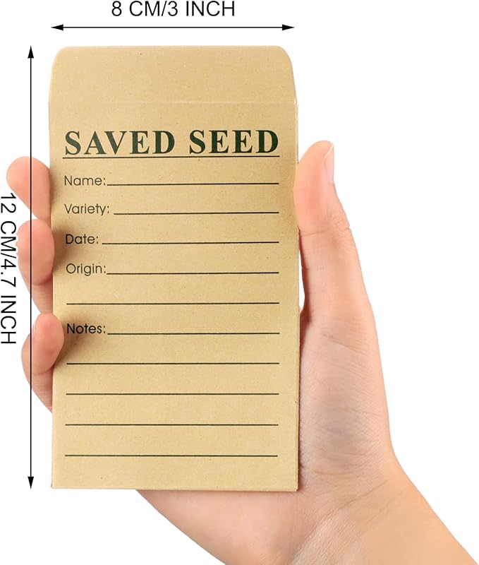 Geyee 120 Pcs Seed Envelopes Resealable, 4.7 x 3.15 Inch Seed Packet Envelopes with Printed Self Sealing Package Container for Flower Vegetable Storage and Organizing