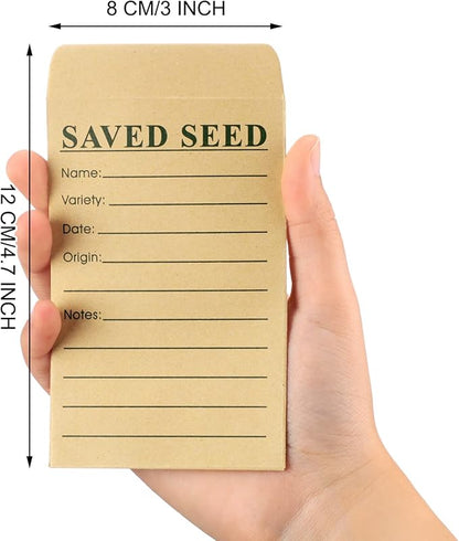 Geyee 120 Pcs Seed Envelopes Resealable, 4.7 x 3.15 Inch Seed Packet Envelopes with Printed Self Sealing Package Container for Flower Vegetable Storage and Organizing