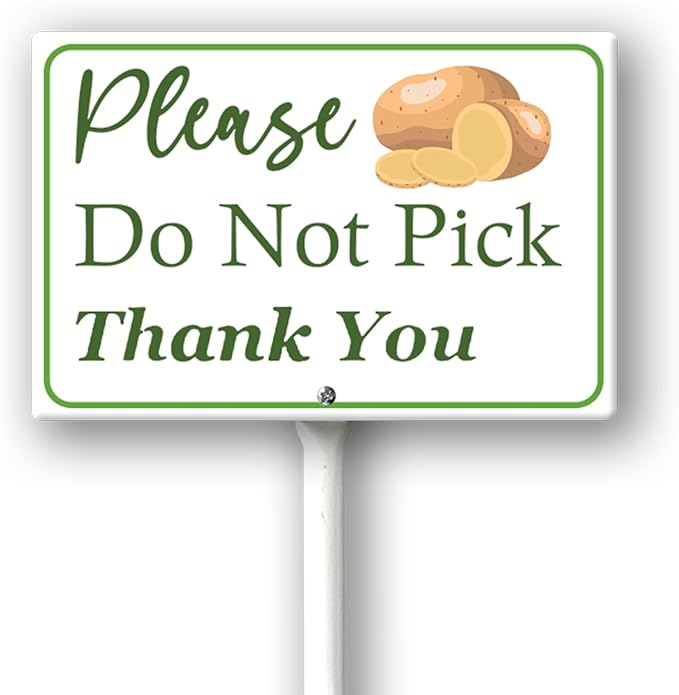 Boylee (8X12) IN Please Do Not Pick Potatoes Thank You Yard Sign With Stake Rustproof Aluminum Fruit Vegetable Signs Stand for Home Orchard Garden Outdoor Decoration
