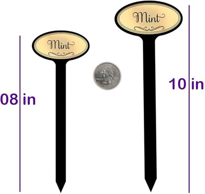Oval Top 8in Engraved Flexibrass Acrylic Herb Garden Stakes Plant Markers (10 Pack, Copper)