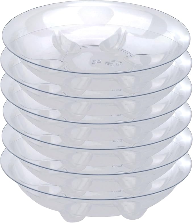 6 Pack Heavy Duty Clear Plastic Plant Saucer Sturdy Pot Tray,Plant Water Catcher Clear Thick Plastic Heavy Duty Plant Sturdy Saucer Drip Trays for pots (6 INCH)