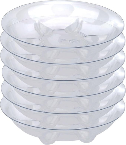 6 Pack Heavy Duty Clear Plastic Plant Saucer Sturdy Pot Tray,Plant Water Catcher Clear Thick Plastic Heavy Duty Plant Sturdy Saucer Drip Trays for pots (6 INCH)