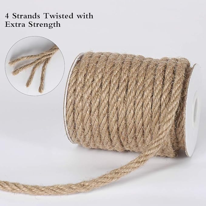 Tenn Well 6mm Jute Rope, 33 Feet Natural Craft Rope Thick Twine for Gardening, Bundling, Decorating, DIY Crafts (Brown)