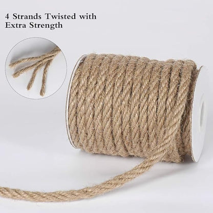 Tenn Well 6mm Jute Rope, 33 Feet Natural Craft Rope Thick Twine for Gardening, Bundling, Decorating, DIY Crafts (Brown)