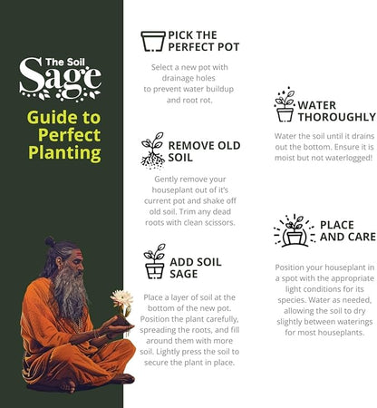 Soil Sage 5 qt Premium Houseplant Soil - U.S.A. Made Well-Draining Nutrient-Rich Potting Mix for Indoor Plants - Coconut Coir, Composted Bark, Pumice & Mycorrhizae for Strong Roots & Growth