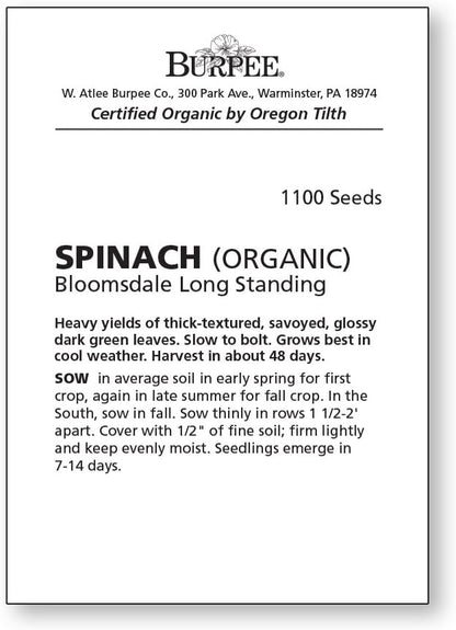 Burpee Bloomsdale Spinach Seeds 1100 seeds