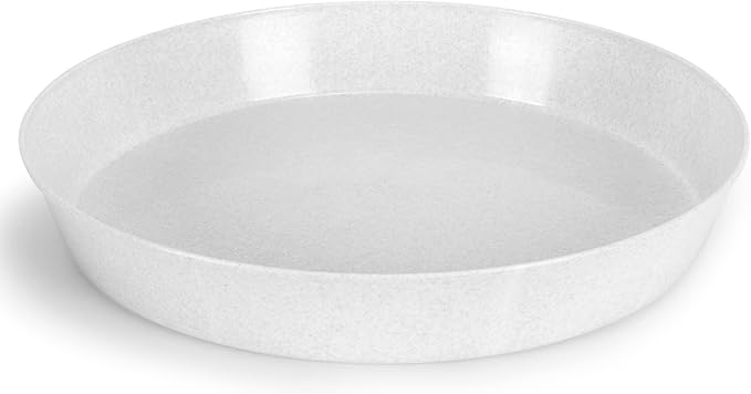 10 inch (8.3" Base) Case of 5 Plant Saucers -White Granite Colored Polypropylene,Heavy Duty Indoor/Outdoor Pan,Collects Flower Pot Drainage and Excess Water, Made in USA
